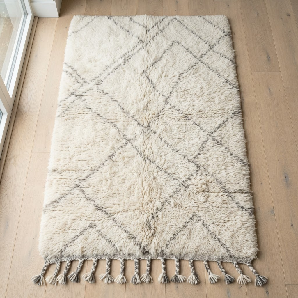 Atlas Ivory Mist — handmade Moroccan rug